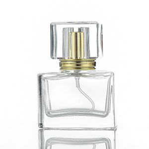 Garrafa de perfume de vidro transparente plana vazia com Crystal Crown Cap