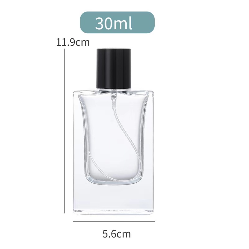 Frasco de vidro do pulverizador de perfume 30ml com tampa de madeira diferente 